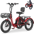 NAIZEA Electric Bike for Adults - 750W(Peak 1100W), 48V 20AH Removable Battery,25MPH Ebike, 20' x 3.0 Fat Tire Electric Bike,3 Wheels Electric Bicycle Bikes with Basket for Women Men, 6-Speed