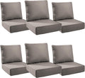 Luxury 6' Outdoor Cushions for Patio Furniture, 24x24x6' Thick Seat Cushion Set of 6, Fade Resistant Couch Chair Replacement Cushions High Density Deep Wicker Chair Cushion w/ Removable Cover Gray