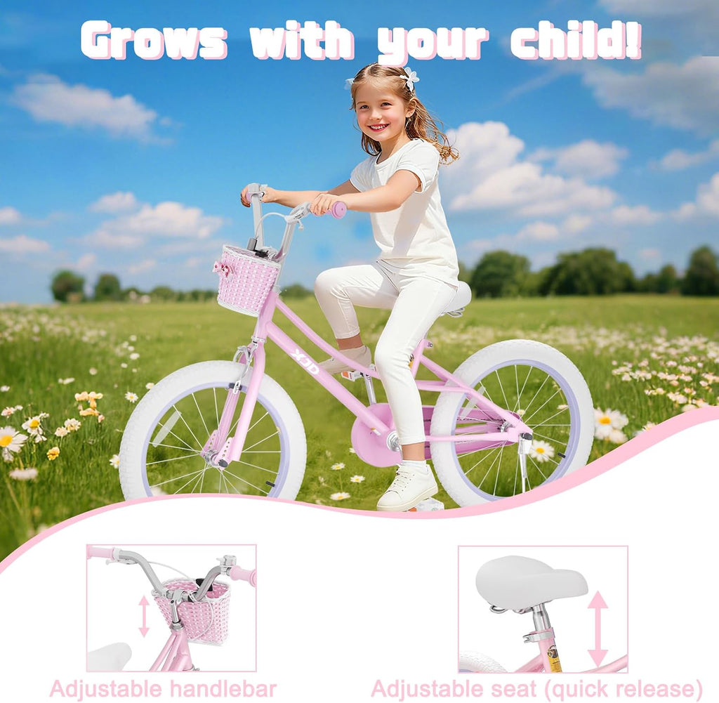 XJD Girls Bike for 2-12 Years Old Kids 12 14 16 20 Inch Toddler Bike,Retro Style Kids Bike with Training Wheels, 20 Inch Girl Bicycle with Kickstand
