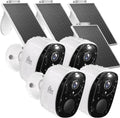 4PC Wireless Solar Outdoor Security Camera, 2.4/5G WiFi Outdoor Camera Wireless with Solar Panels,2K Color Night Vision, IP65 Waterproof, AI Motion Detection, 2 Way Talk, IP65, SD/Cloud,Works w/Alexa
