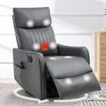 cinkehome Heated Massage Swivel Rocker Recliner Chair for Nursery - Small Space Reclining Chair with Lumbar Support, 360° Swivel & Gentle Rocking, Ergonomic High Back Faux Leather Gray