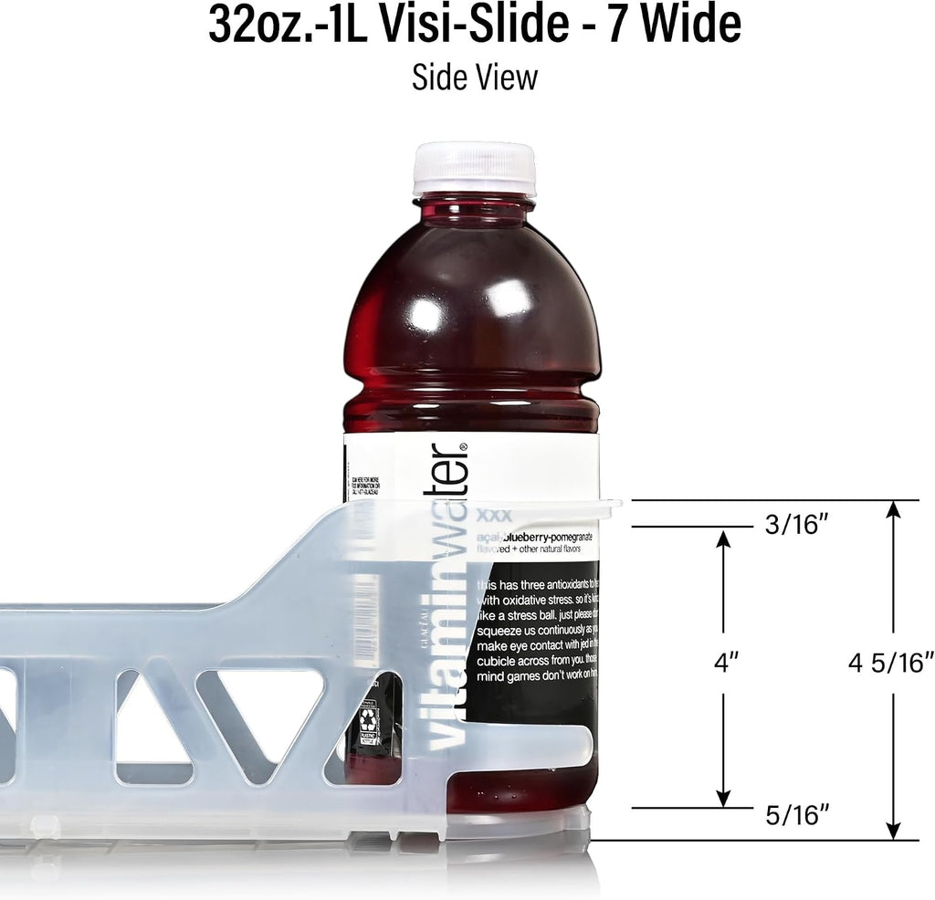 Display Technologies Visi-Slide Drink Organizer - 7-Wide Gravity-Fed Shelf Cabinet and Refrigerator Organizers and Storage for Cans, Bottles and More (Pack of 6)