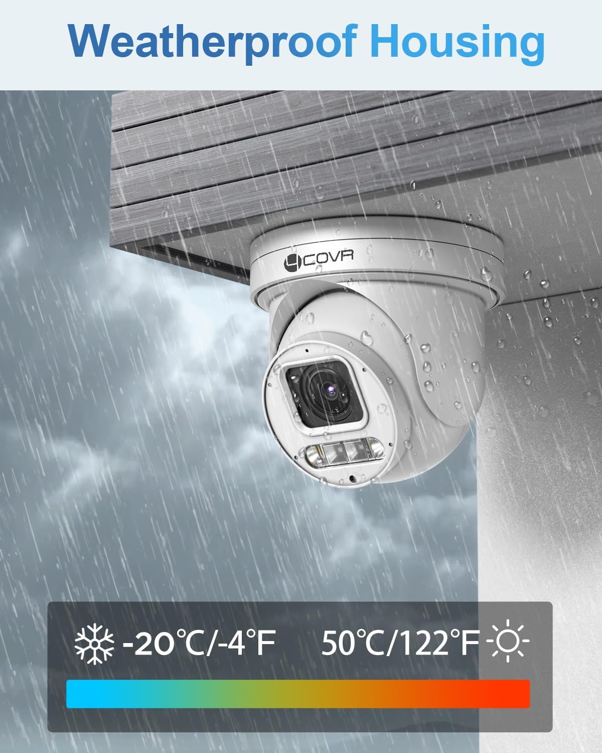 4COVR PoE PTZ Security Camera System 8 Channel, 8X 5MP IP PTZ Camera Two Way Audio, 280ｰ Pan 90ｰ Tilt 5X Optical Zoom, Smart Color Night Vision, Human Vehicle Detection, 4K NVR 2TB HDD, LY5XCP5M0808