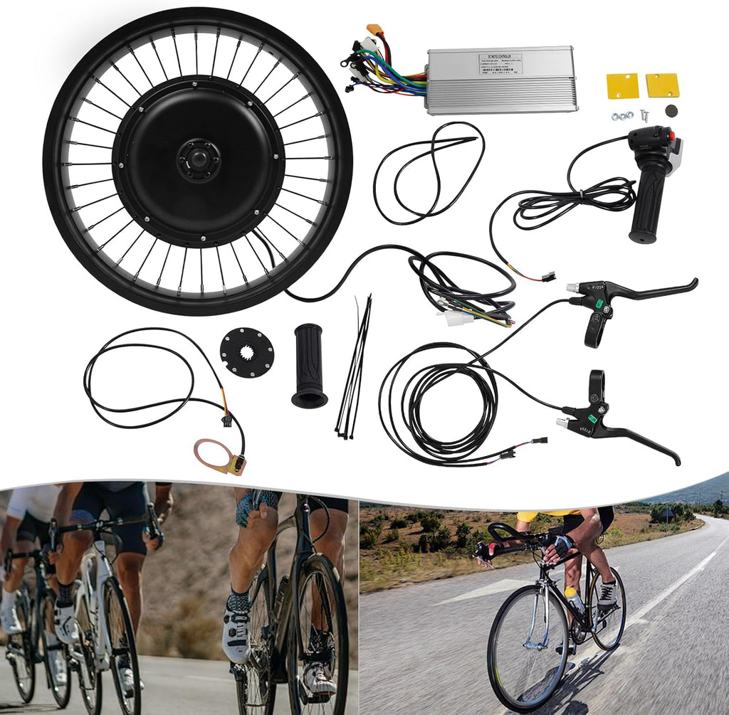 LOYALHEARTDY 700C/20/24/26/ Inch Front Wheel Hub Ebike Conversion Kit, Front Wheel Electric Bicycle Kit Front Wheel Hub Motor with Controller, LCD Display, PAS (No Batteries)