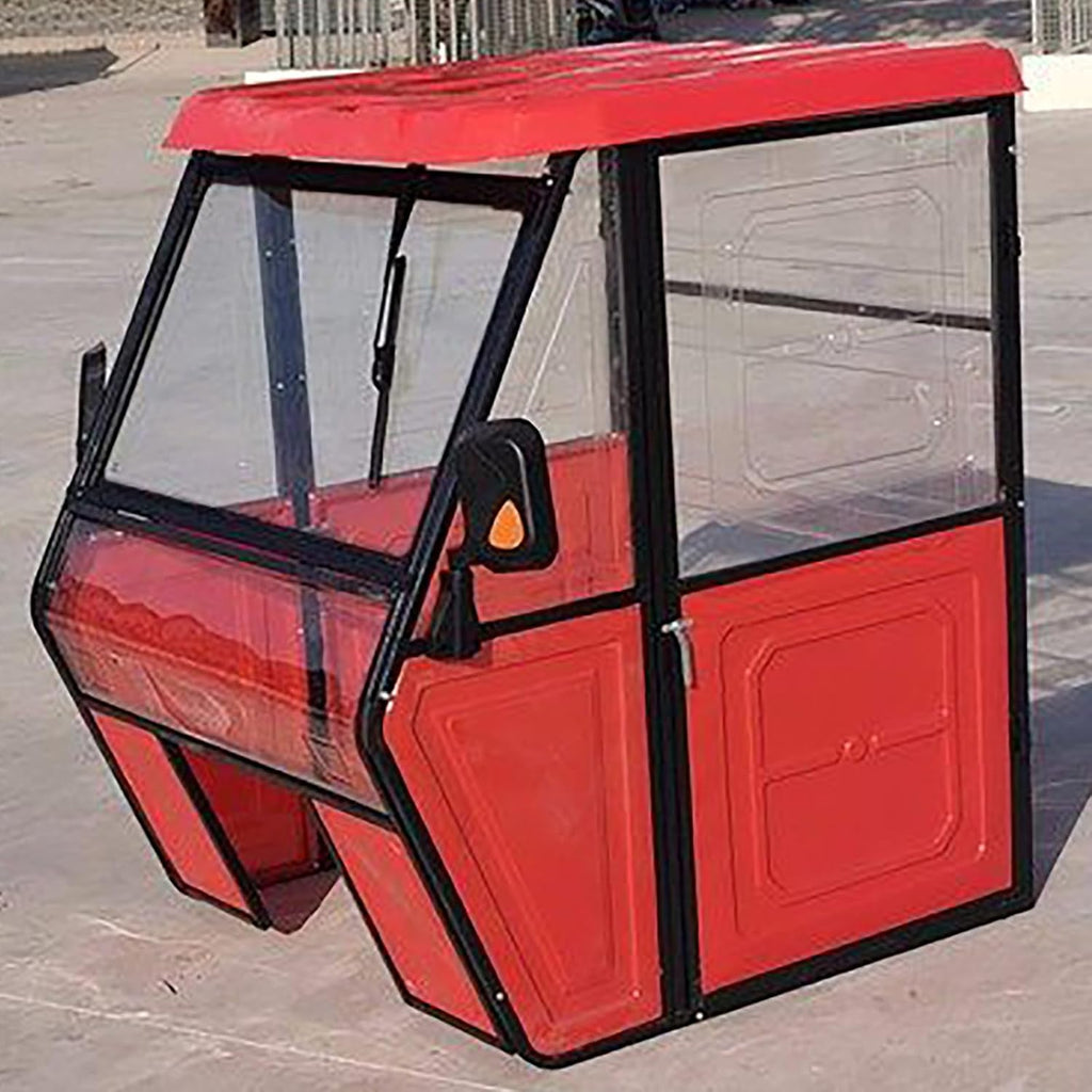 Electric Tricycle Cover, Three-Wheeler Cab Awning, Fully Enclosed Awning, Tricycle Frame Canopy with Tempered Glass, for Delivery Electric Trike(Red,100cm/39.4in)