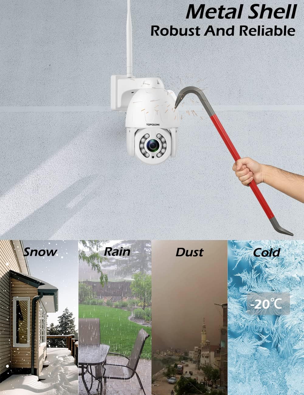 5MP PTZ Security Camera Outdoor Motion Tracking, Floodlight Surveillance IP Dome RTSP Camera Wireless WiFi, 5X Optical Zoom, Color Night Vision, 2-Way Audio, Support SD Card IP66 White