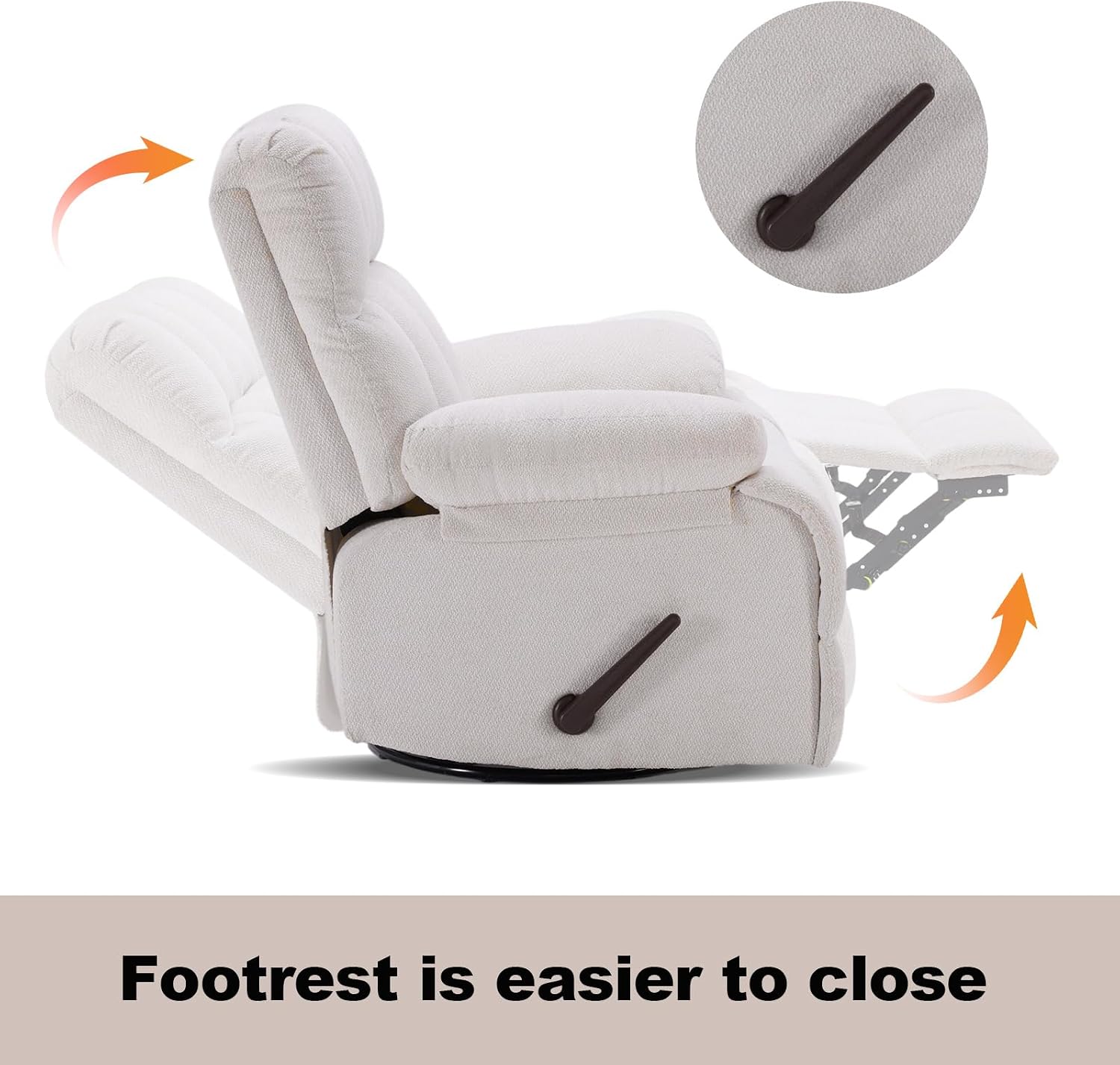 Eiayeebil 360° Swivel Glider Recliner, Oversized Recliner Rocker Chair, Extra Wide Manual Recliner, Overstuffed Soft Rocking Sofa Chair for Living Room& Bedroom (Beige)
