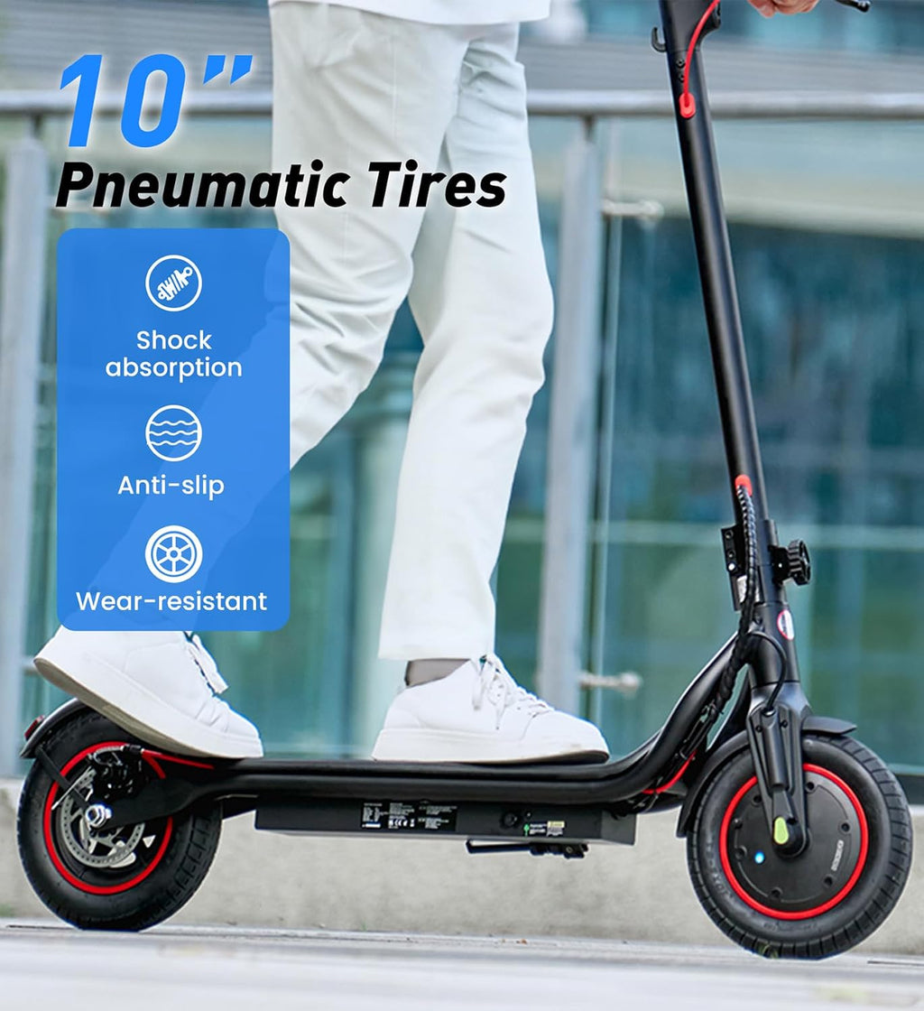 Electric Scooter, 23 Miles, 22 MPH Top Speed Electric Scooter for Adults, 500W Powerful Motor,10'/8.5' Pneumatic Tires Commuting Scooter, Foldable Escooter for Commuting & Campus Use
