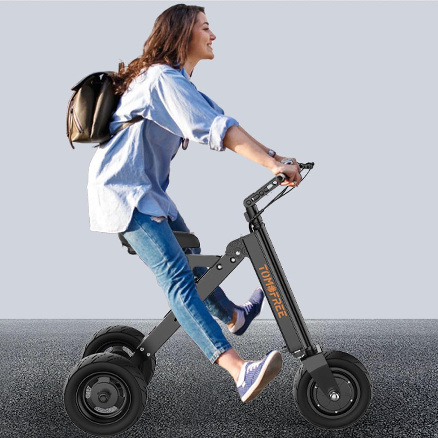3 Wheel Electric Scooter for Adults – Folding Mobility Scooter with Seat, Up to 15MPH/15 Mile Range, 400W Motor, 10' Tires, Reverse Function, Lightweight & Compact for Seniors and Urban Travel