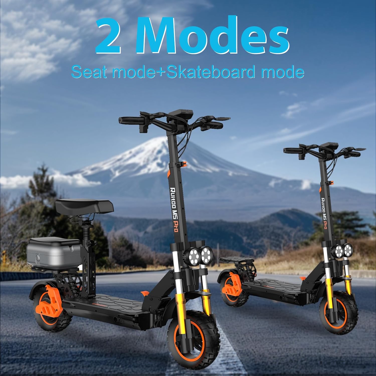 Electric Scooter Adults, 1600 W Motor Up to 50 Miles Range & 40 MPH Top Speed, 10' Off Road Tire Folding E-Scooter with Detachable Seat for Teen Commuting (UL 2272tested)