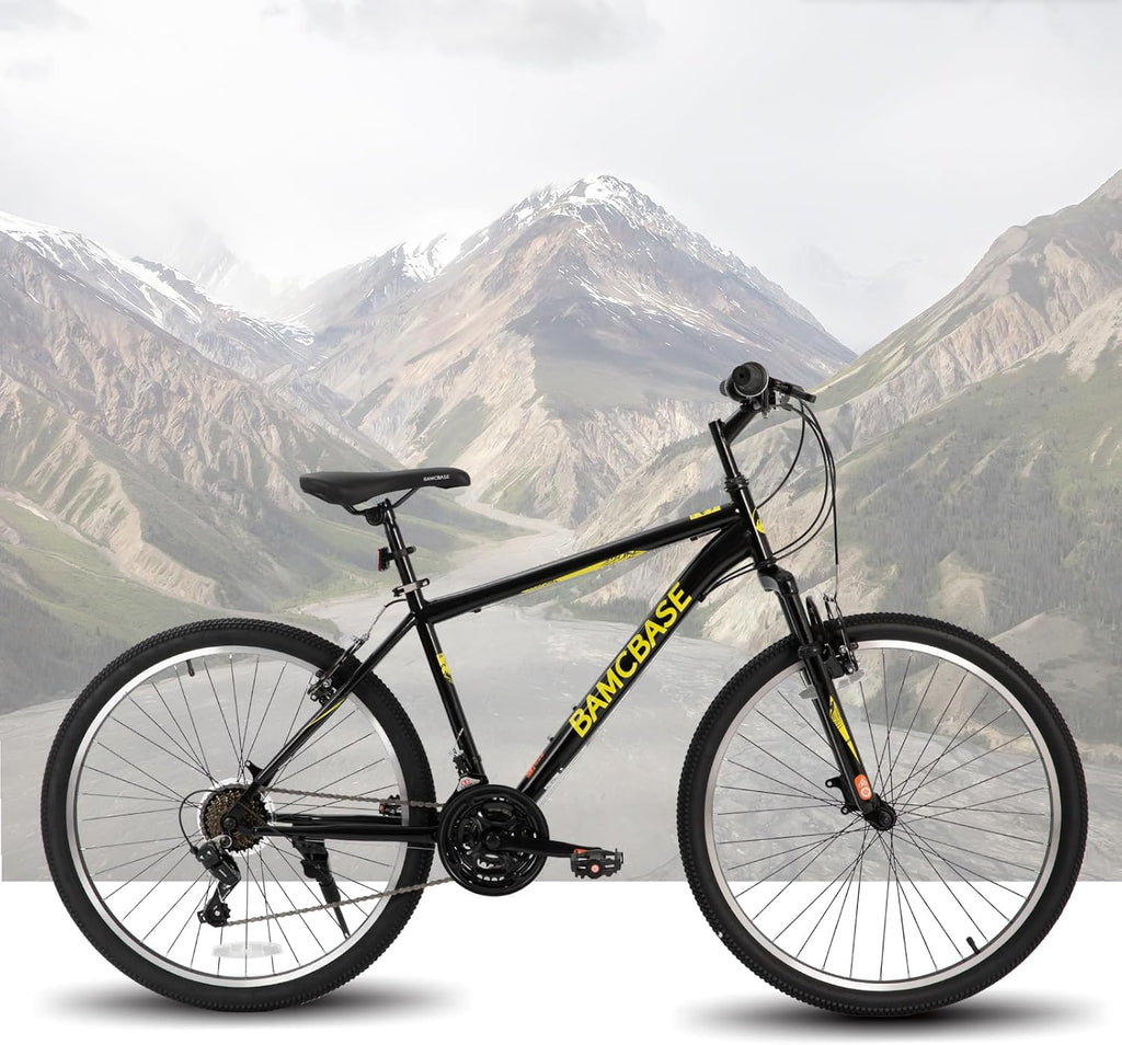 HILAND 26 27.5 29 Inch Mountain Bike, Mens Womens MTB with 21 Speeds, High-Tensile Steel Frame, V Brake, Hardtail Bicycle for Adults