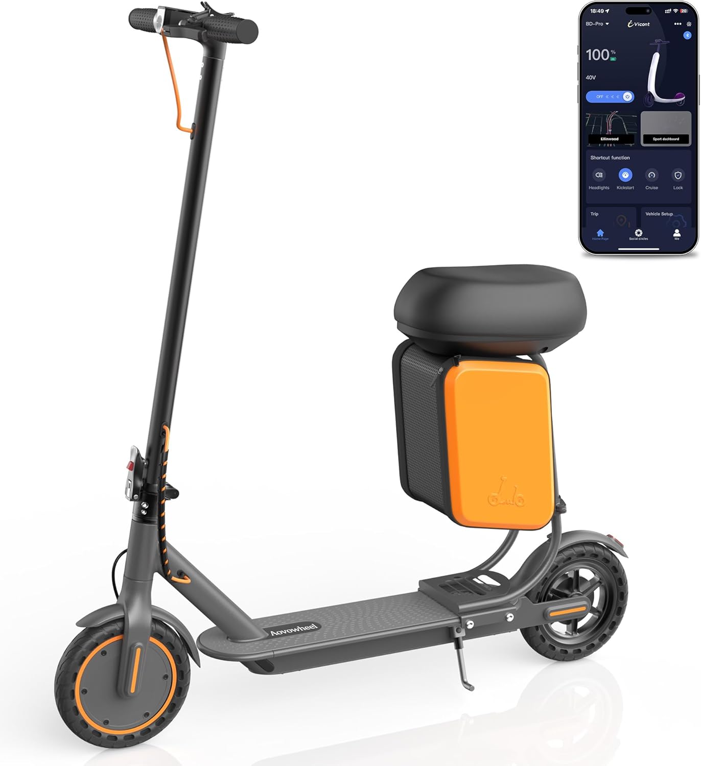 Aovowheel Electric Scooter for Adults, Folding E Scooter with 250W-500W Motor 16-24 Mph Top Speed, Max 15-60Miles Long Range,6.5''/8.5''/10''/14'' Solid Tires Commuting Scooters, Dual Brakes