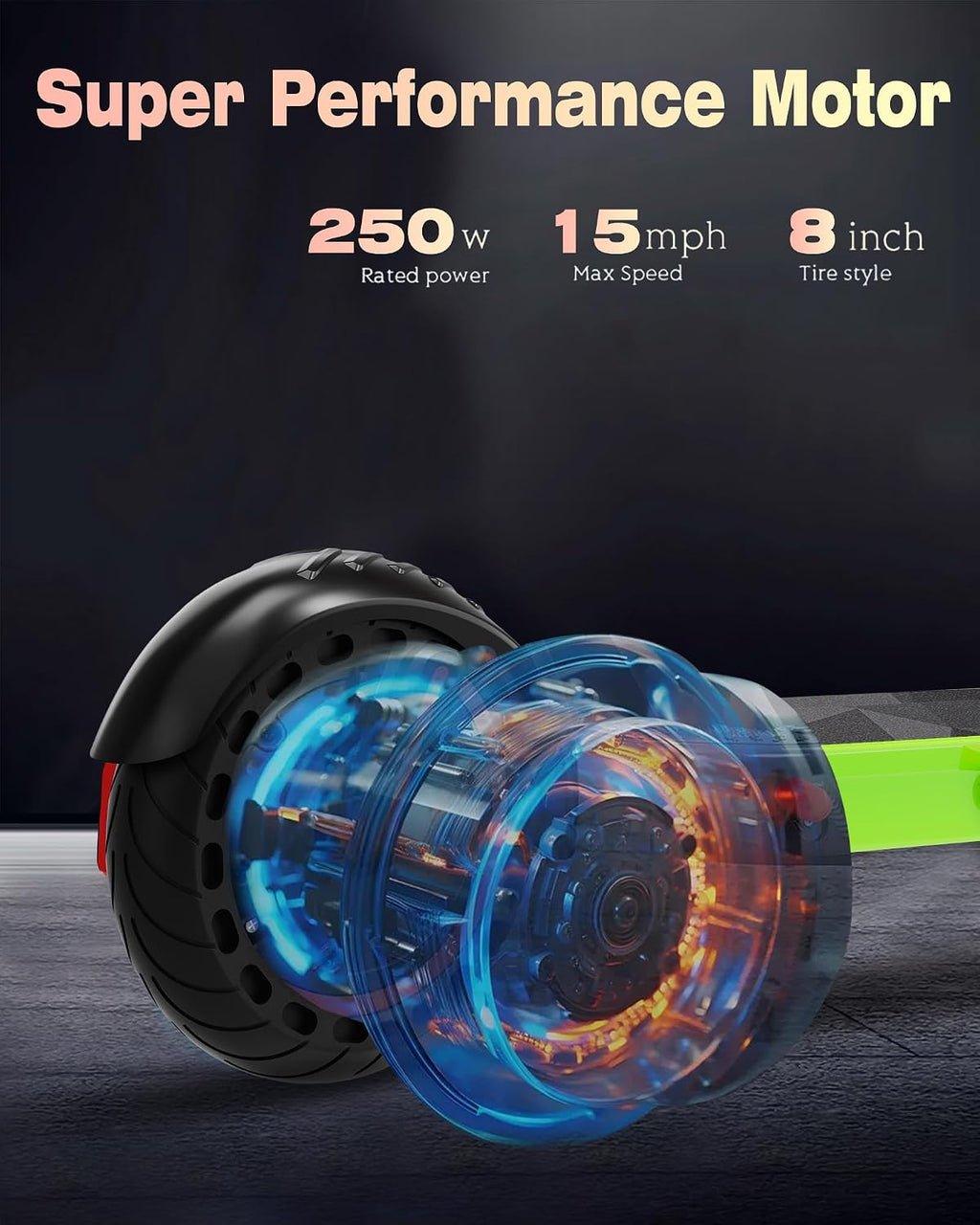 QnQ Electric Scooter 500W Peak Motor, 12 Miles Range & 15 MPH, 8' Flat-Free Tires, UL Certified, Foldable Electric Scooter for Adults, Teens and Big Kids