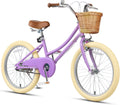 Petimini Vintage Kids Bike for Girls, 12–20 Inch Classic Bicycle with Wicker Basket & Bell, High Tensile Steel Frame, Training Wheels (12–18'), 85% Pre-Assembled, Retro Bike for Outdoor Riding