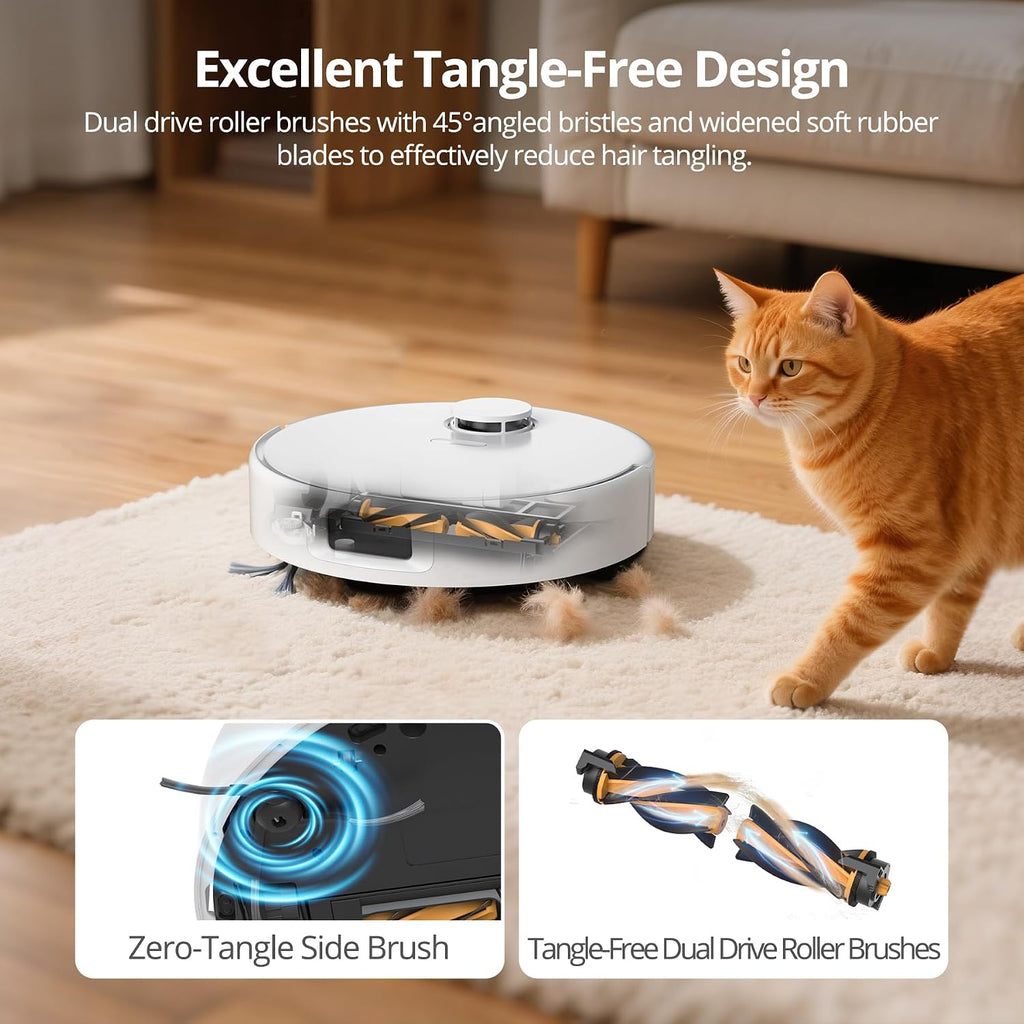 K90L Robot Vacuum and Mop Combo for Pet Hair, Dual Spinning Mops with Self-Cleaning and Warm Air Drying, LiDAR Navigation with No-Go Zones, App & Alexa Control, for Carpet and Hard Floors
