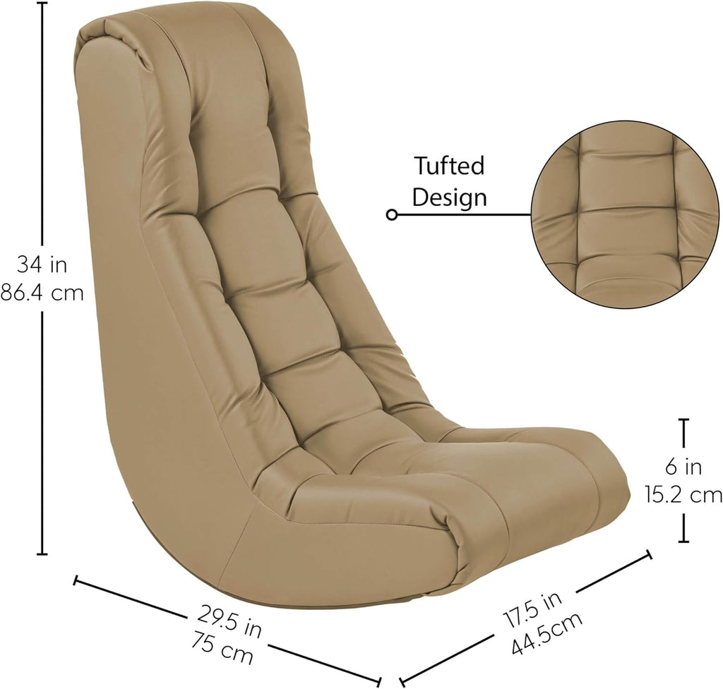 FDP Tufted Floor Rocker for Kids, Teens and Adults Comfortable, Ergonomic Chair for Reading, Playing Video Games, or Watching TV - Sand, 10488-SD