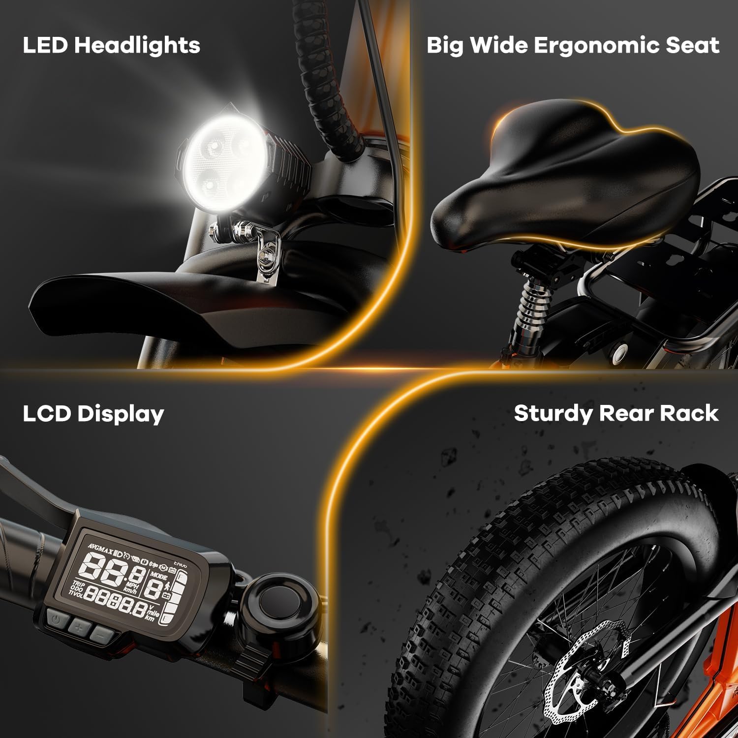 Cybervelo 750W Folding Electric Bike, 48V 20.8AH/50AH Large Removable Battery E-Bike, 80 Miles Max Range, 20' Fat Tire Electric Bike for Adults, Adult Electric Bicycles for Commute