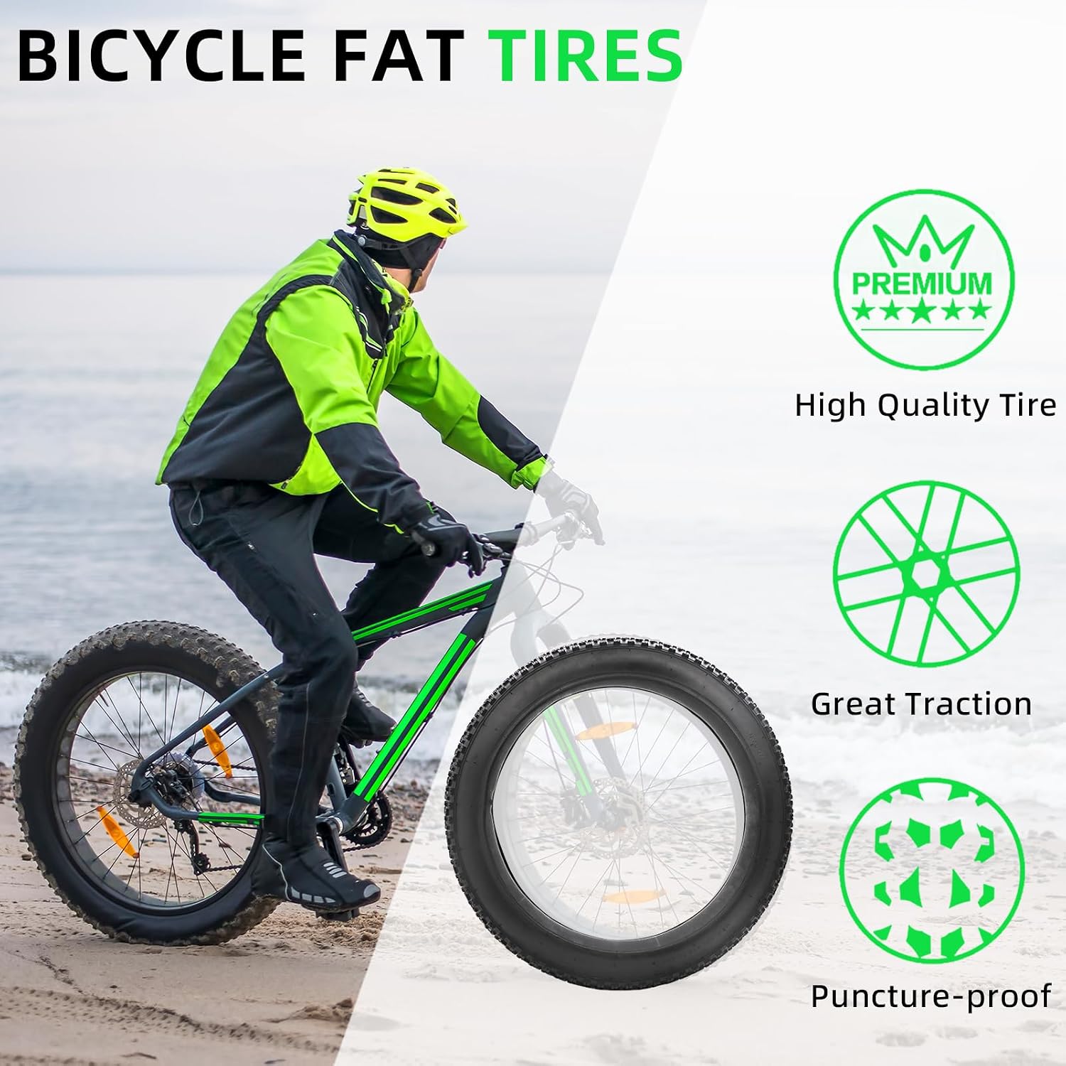 26 x 4.0/26 x 4.9 Inch Fat Tire Bike with Inner Tubes Kit:Replacement Adult Electric Bike Tire and Folding Inner Tube Set Compatible Wide Mountain Snow Tires,2 Pcs