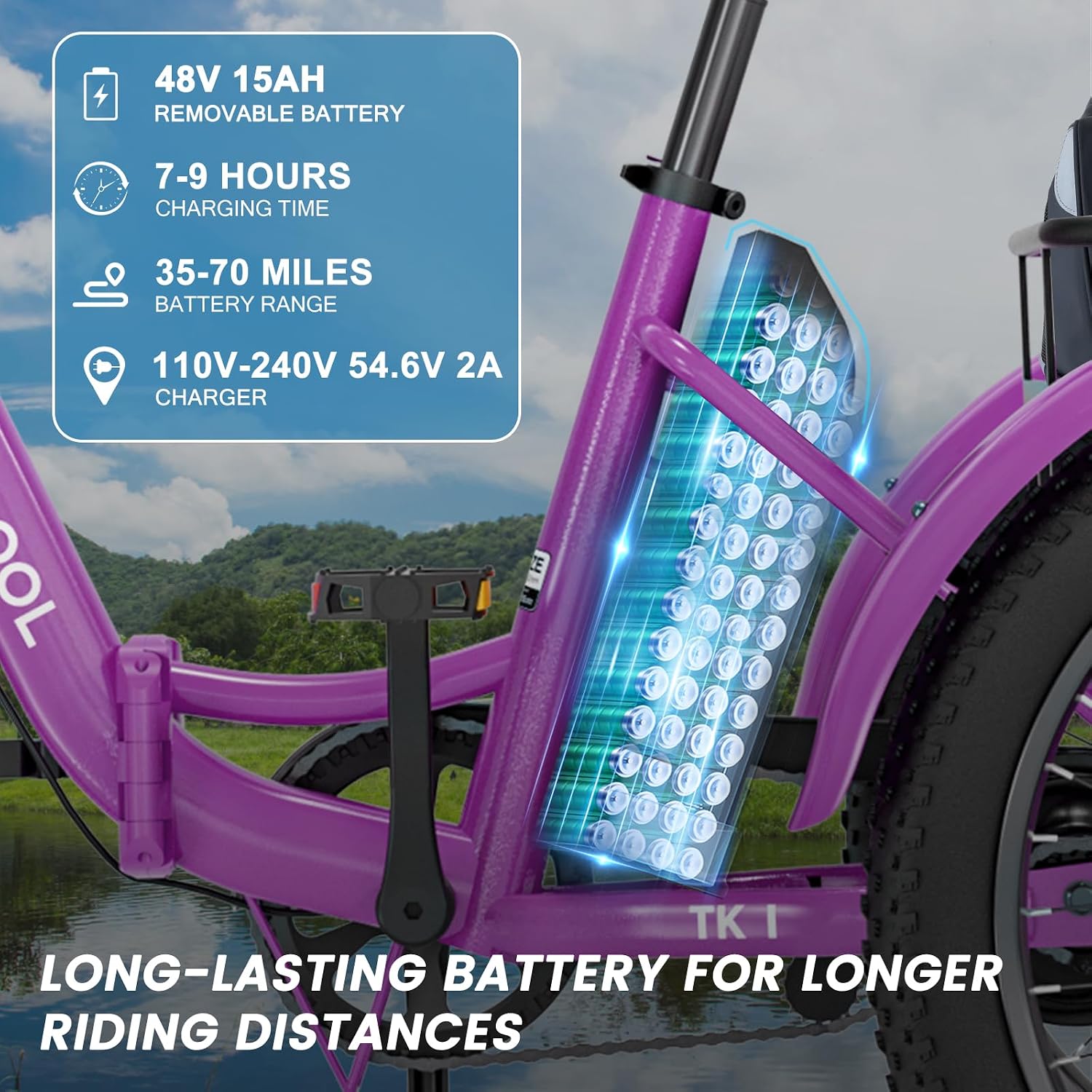 MOONCOOL Folding Electric Tricycle for Adults, 48V 500W 3 Wheels Electric Trike, Aluminum Frame Electric Tricycle Adult Bicycle with Removable Battery, Storage Bags Included