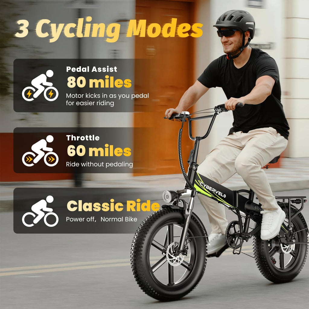 Folding Electric Bike, Removable Large Capacity Battery Ebike,Fat Tire Adult E-Bik,Long Range, Long-lasting Ebike