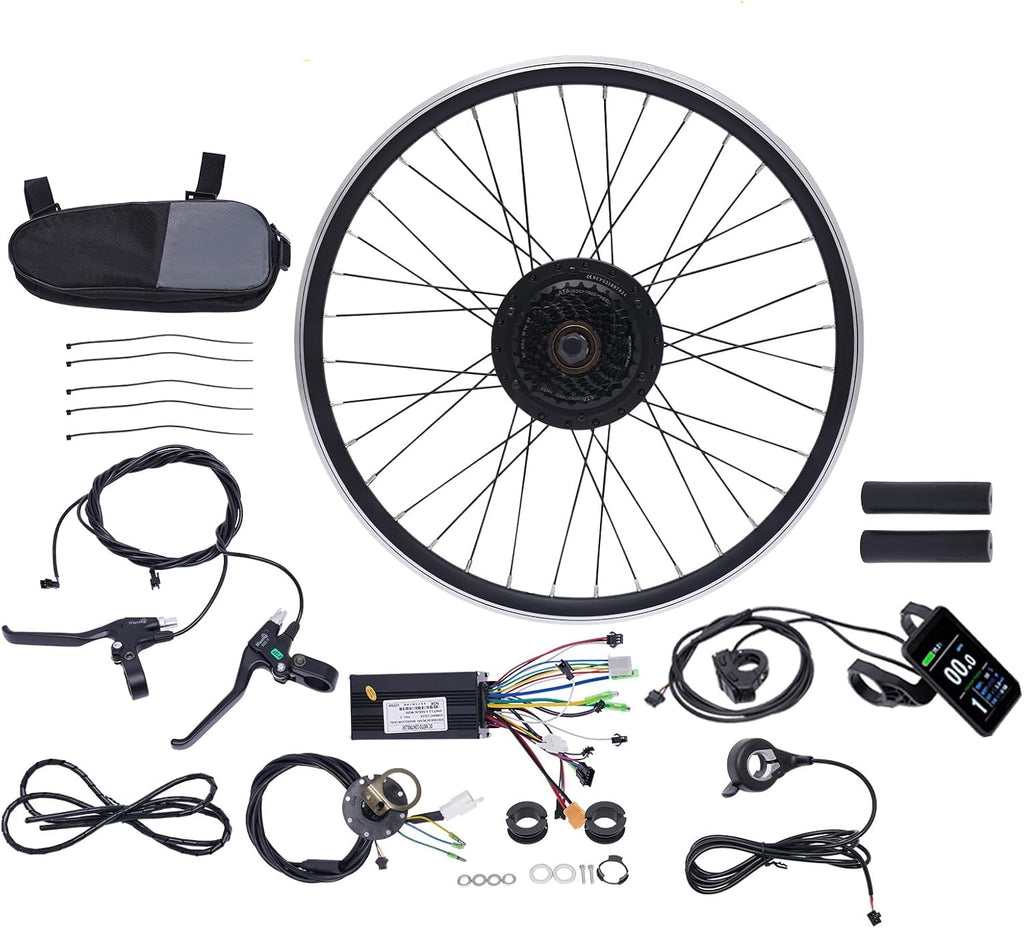 Electric Bike Conversion Kit 24'' Rear Wheel 36V 500W E-Bike Conversion Kit Dual Mode Controller 5 Speed Adjustable E-Bike Cycling Hub Conversion Kit, Black