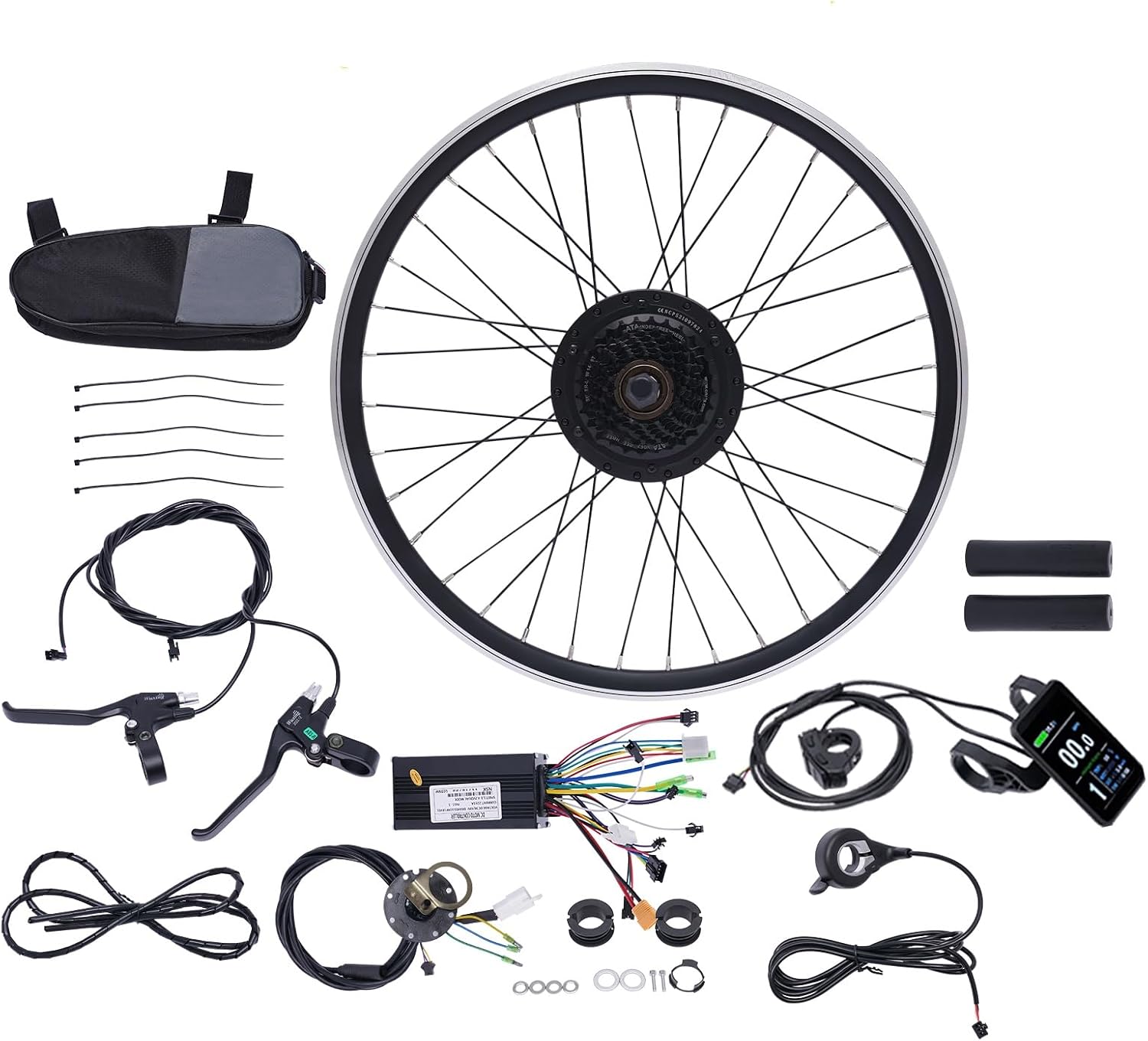 Electric Bike Conversion Kit 24'' Rear Wheel 36V 500W E-Bike Conversion Kit Dual Mode Controller 5 Speed Adjustable E-Bike Cycling Hub Conversion Kit, Black