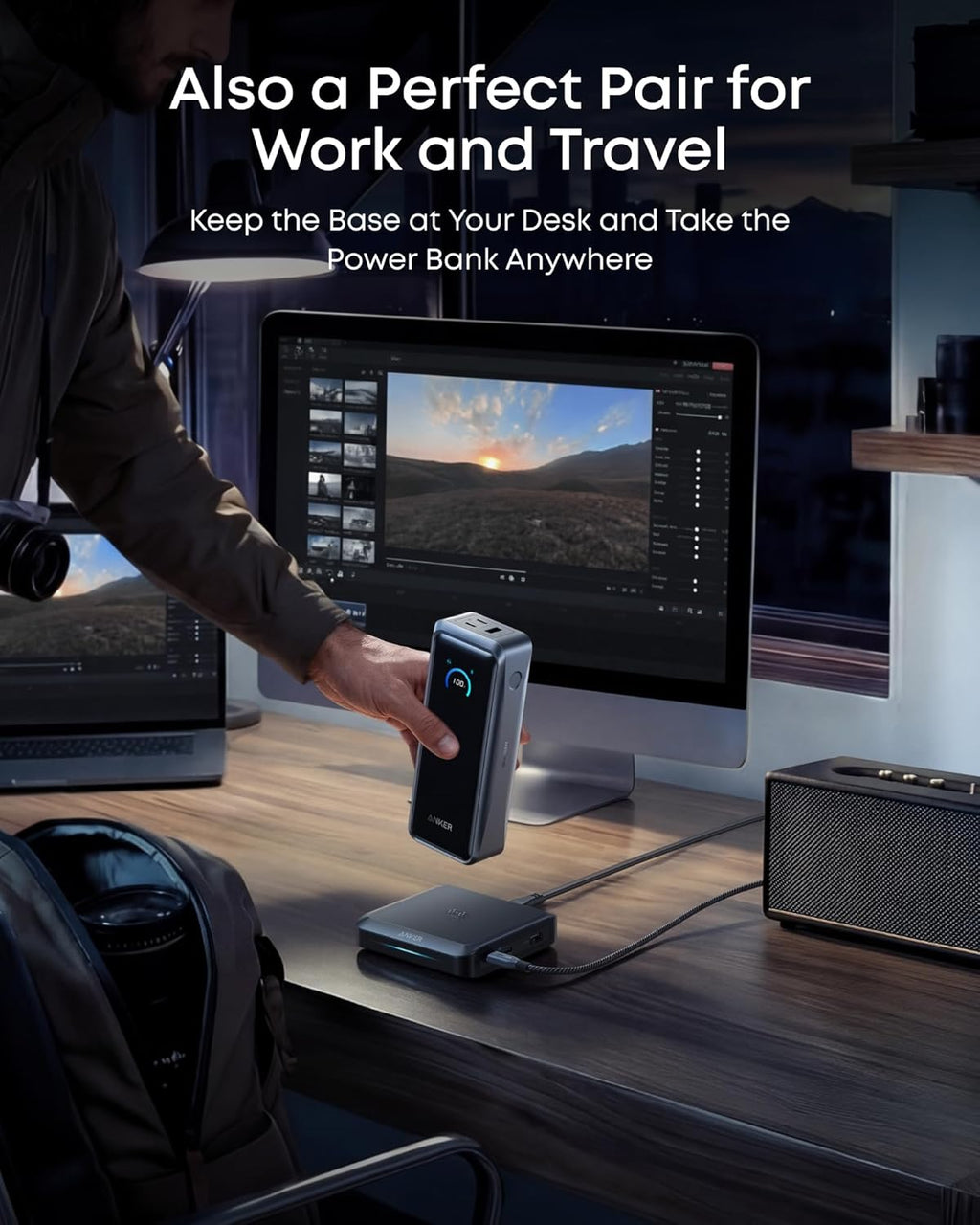 Anker Prime Power Bank and Charging Base, 26,250mAh 300W Max Portable Charger with Base for 6 Devices, Two-Way Charging, TSA-Approved, App Control, for MacBook, iPhone 17/16 Series, and More