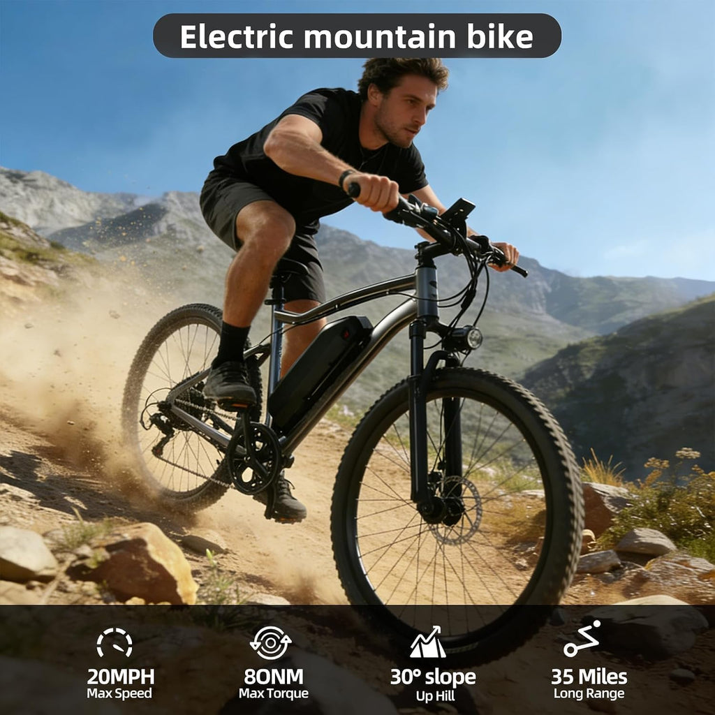 Electric Bike for Adults, Peak 750W Brushless Motor, Top Speed 25 mph, Range 35-40 Miles, 26-inch Mountain E-Bikes, Unisex Commuter Suitable Cit/Mountain/Road Use，7 Speed/UL Certified ebikes