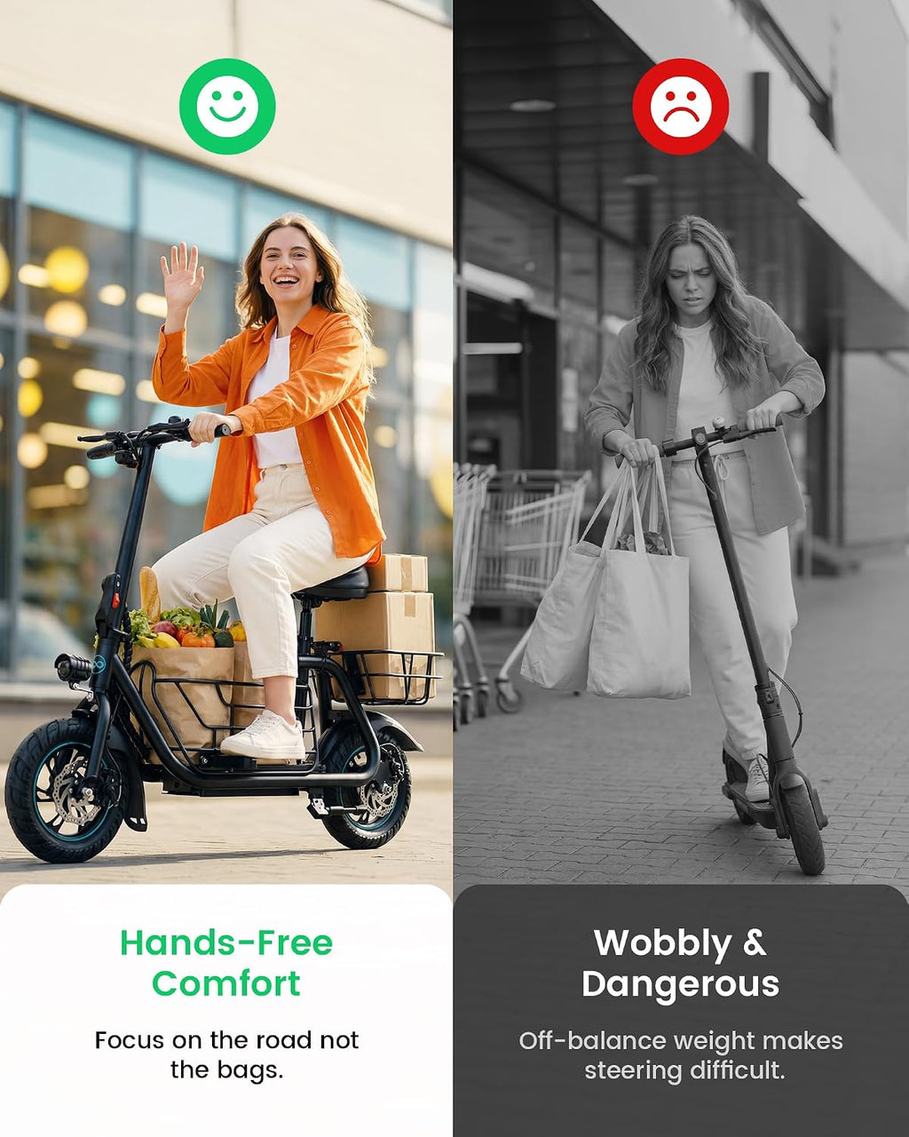 Gyroor C1S Electric Scooter with Seat for Adults - 550W Motor, Pet Basket, 19 MPH Top Speed, 20 Miles Range, 12' Pneumatic Tires, Foldable Commuting Scooter, Black