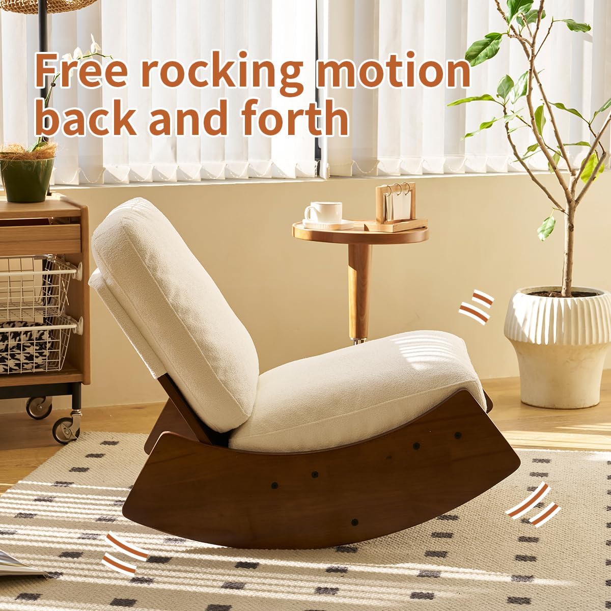 MFFM Comfortable Nursery Glider Rocking Chair, Upholstery Glider Chair, Solid Wood Frame, Perfect for Multiple Settings Accent Reading Chair for Bedroom,Living Room,Babyroom (White-2pcs)