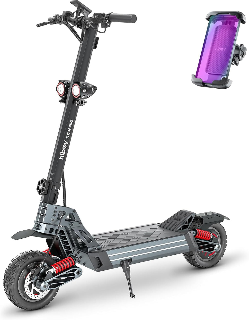 Hiboy Titan Series Electric Scooter, Up to 46–80 Miles Range, 1200W–2400W Motor, 25–31 MPH, 10' All-Terrain Tires, Dual Suspension, Electric Scooter for Adults with Phone Holder