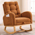 Nursery Rocking Chair with Foot Rest & Side Pocket, 300lbs Capacity, Rocking Chairs with High Backrest, Suitable for Living Room Bedroom, Comfort (Caramel)