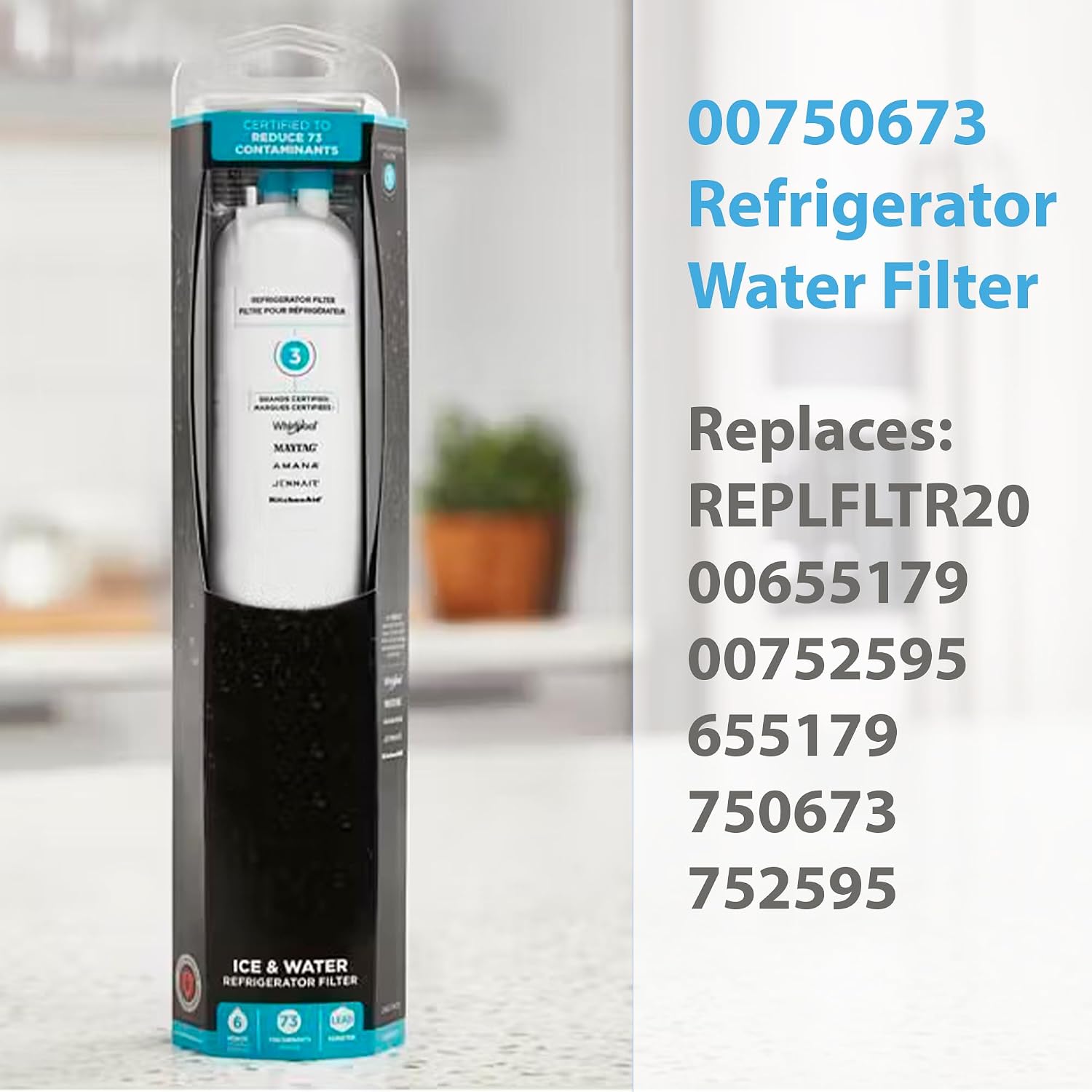 US-Based Supplier – Pack of 2 Genuine OEM Thermador Bosch 00750673 REPLFLTR20 refrigerator water filter NSF certified to remove 66 contaminants