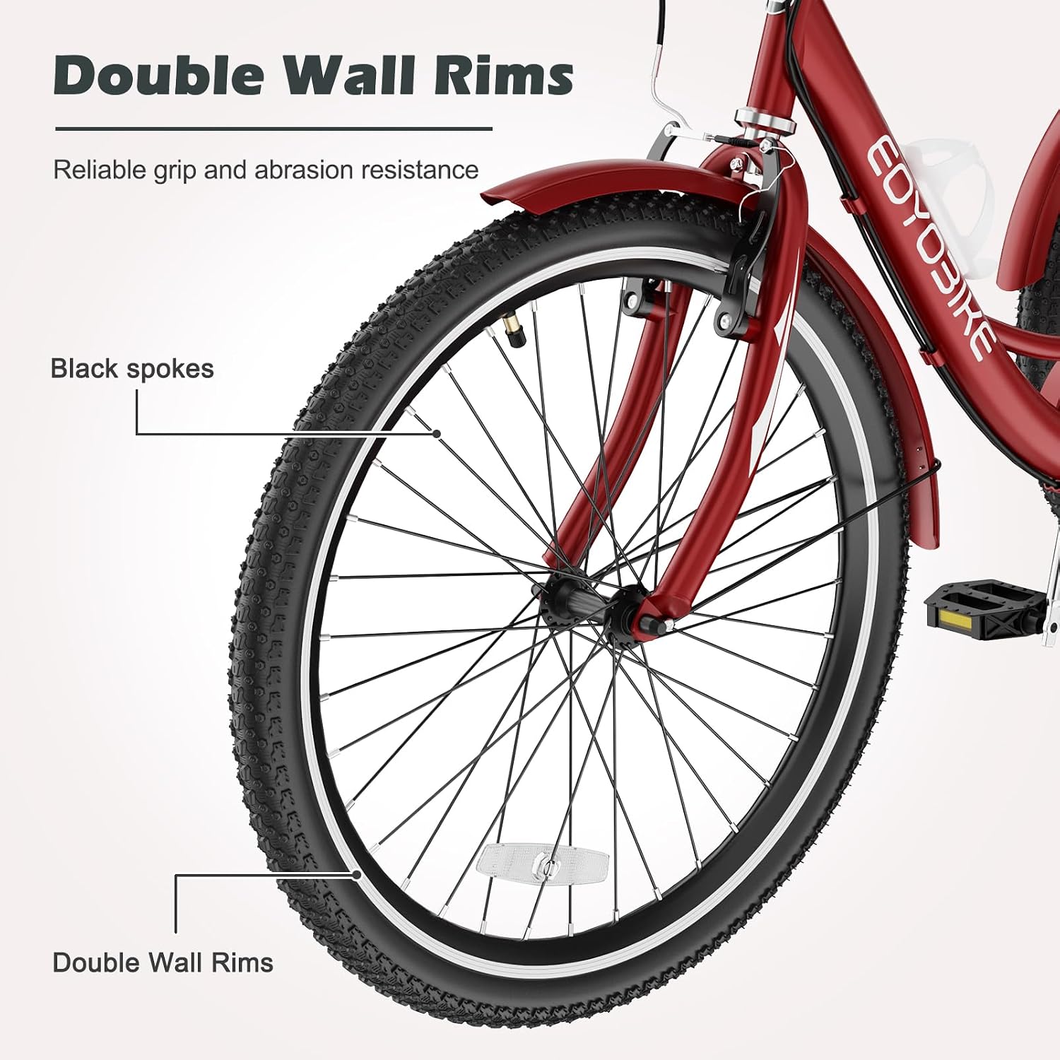 ABORON Adults Tricycle, 3 Wheels Bike for Adult, Tricycle for Adults, Double-Wall Wheel Rims, Tricycle for Women Men Exercise Outdoor Sports