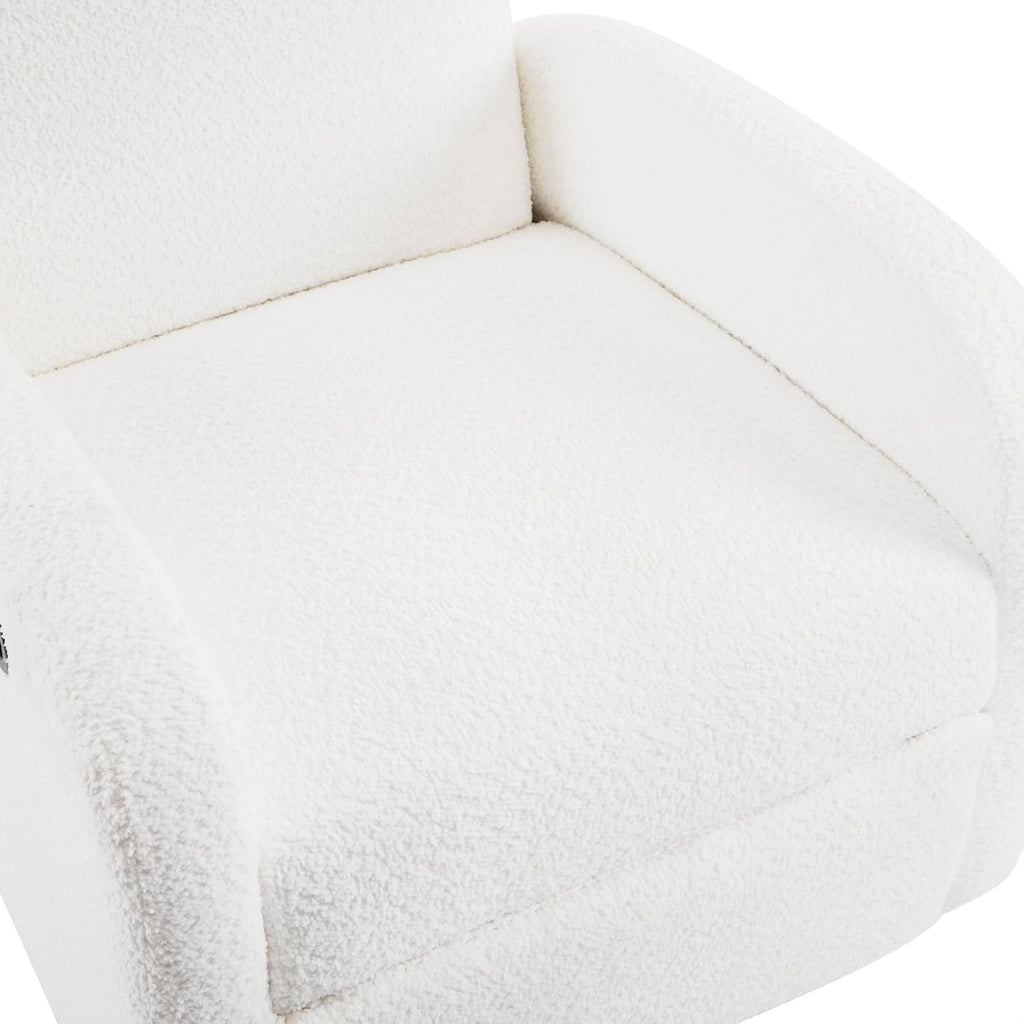 GDFStudio Swivel Glider Recliner Chair Nursery Rocker Recliner Chair with Boucle Upholstered High Back Single Seat Sofa Chair with Deep Seat Manual Nursing Reclining for Living Room, Beige