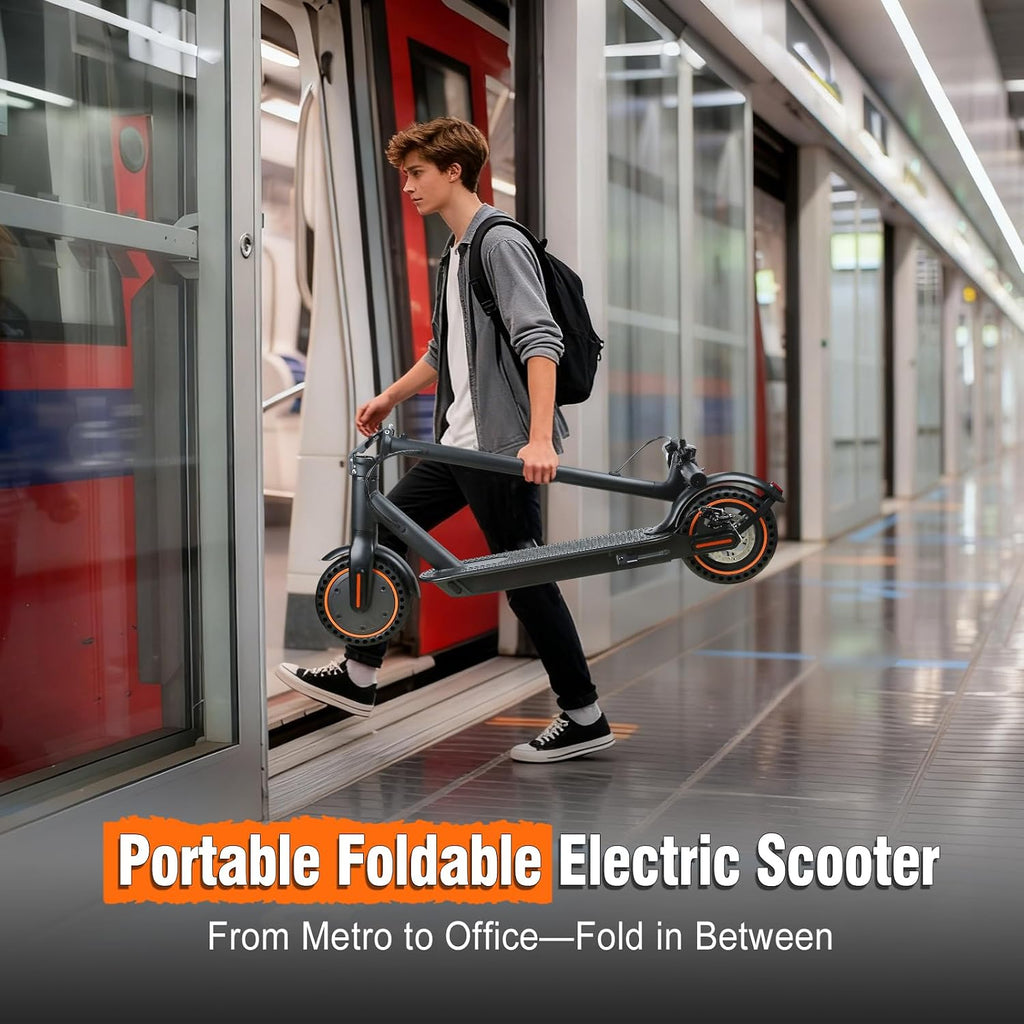 Foldable Electric Scooter for Adults & Teens - 500W Motor, 16/21 Miles Range & 12/19 Mph Speed, 8.5' Puncture-Proof Tires, Dual Brakes & Cruise Control - Heavy-Duty Commuter E-Scooter