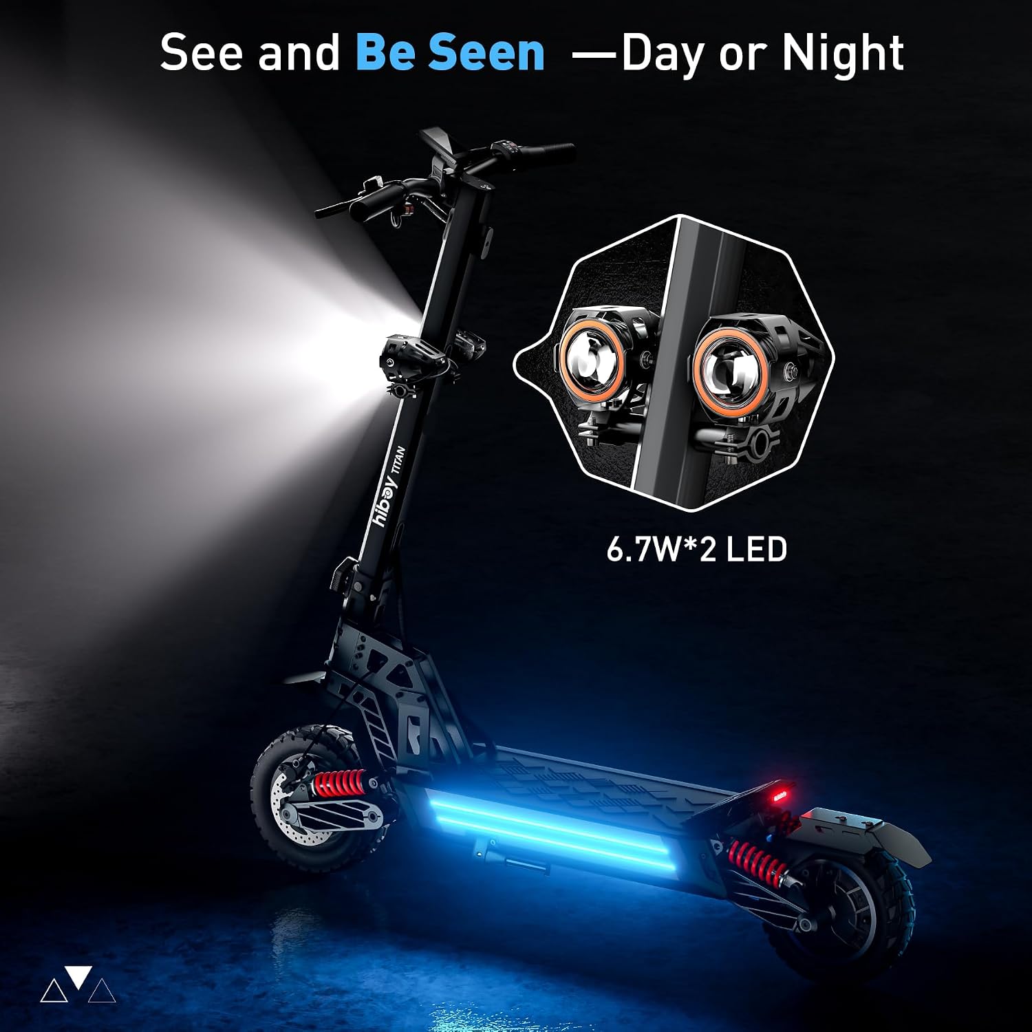Hiboy Titan Series Electric Scooter, Up to 46–80 Miles Range, 1200W–2400W Motor, 25–31 MPH, 10' All-Terrain Tires, Dual Suspension, Electric Scooter for Adults with Phone Holder