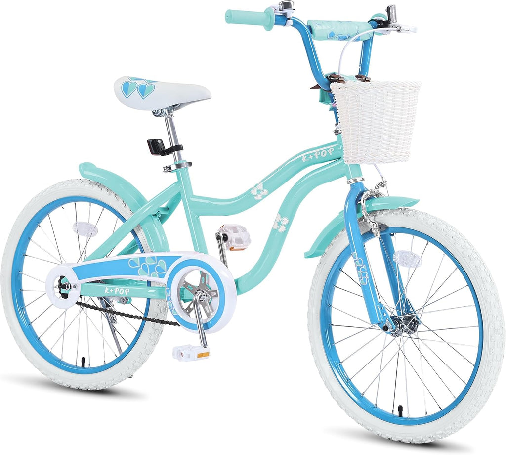 Girls Bike with Basket for 4-12 Years Old Kids, 16 20 Inch Kids Bicycle, 16 Inch Girls Bikes with Training Wheels and Kickstand, 20 Inch Bike with Kickstand, Adjustable Seat, Multiple Colors