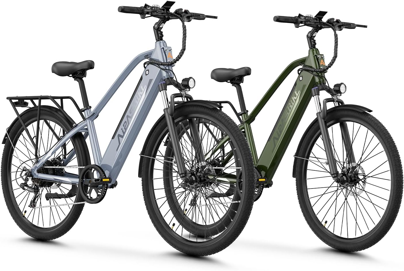 Aipas Electric Bike for Adults with 1100W Motor Peak, 48V 12.8Ah Battery, Max 62 Miles 28MPH, 26' Electric Commuter Bike with 7-Speed and Suspension System