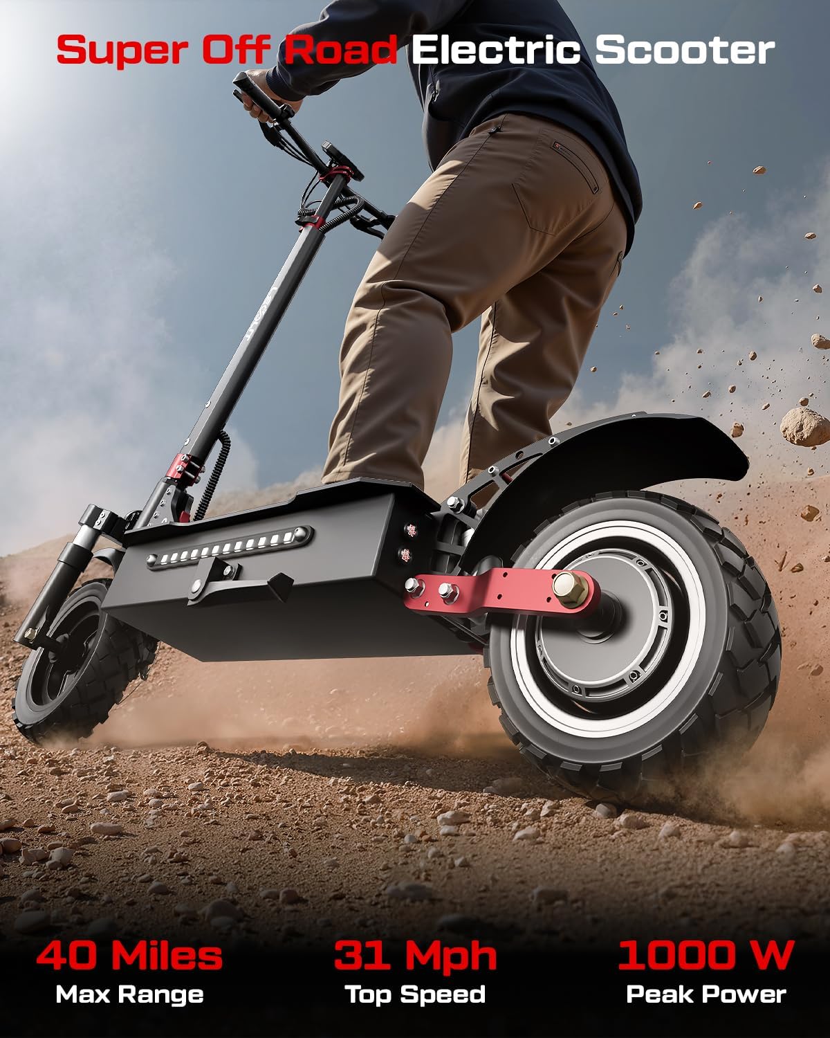 T88 Electric Scooter for Adults, 1500W Motor Max 31 MPH & 40 Miles Range, 10' Off-Road Pneumatic Tires, Dual Suspension & Disc Brakes, NFC & Password Unlock, Heavy Duty Foldable Scooter
