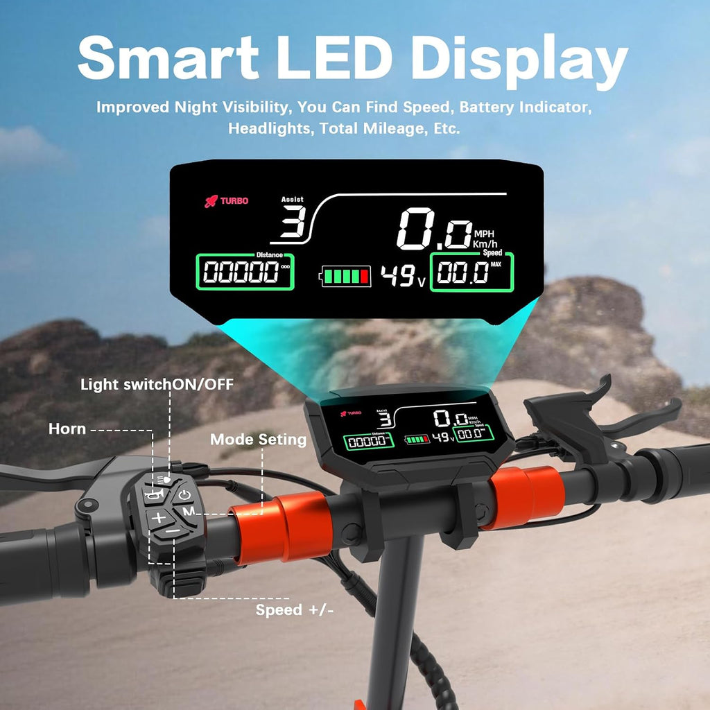 Electric Scooter Adults, 26/37 Miles Long Range, 28/34 Mph Max Speed, 10/11' Off-Road Tires,1200W/1600W Motor, Adjustable Handlebar Height, Dual Braking System,Folding Commuter E Scooter