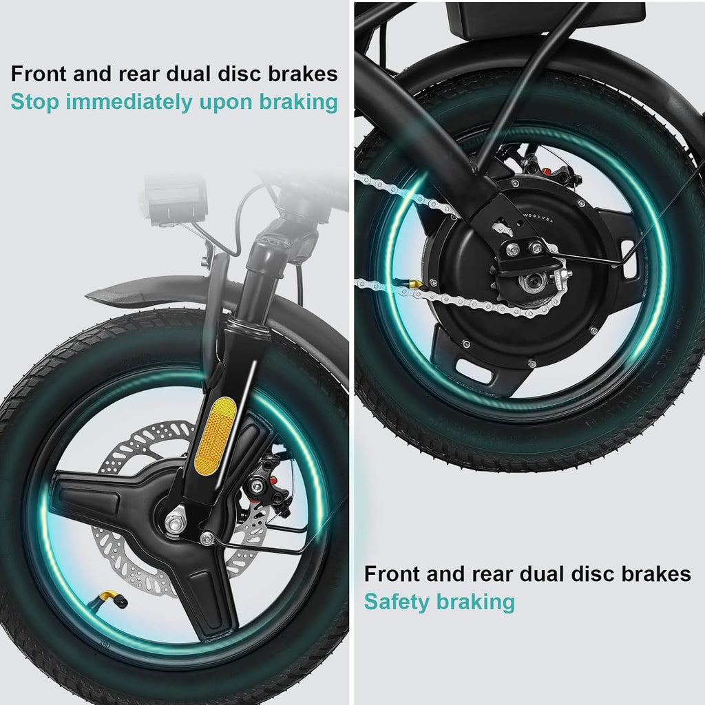 LELEKUAI Electric Bike for Adults and Teens, Folding Ebike,Commuter City Foldable with 560W Motor and 48V 10Ah Battery, 24MPH Speed Pedals Assist, Dual Disc Brakes,14' Compact Electric Bicycles