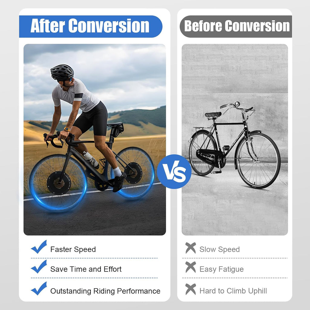 Electric Bike Conversion Kit, 48V 1500W 26' Rear Wheel E-Bike Hub Motor Kit Upgrade 3 Mode Controller w/PAS/LCD Display/Twist Throttle Ebike Bicycle Wheel Kit for Turn Pedal Bike into Ebike