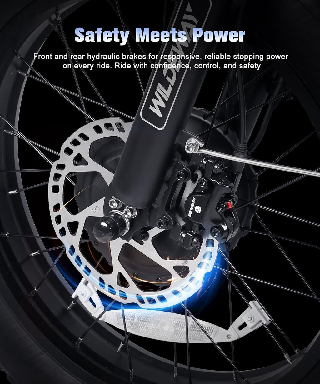 Wildeway 2000W Dual Motor Electric Bike SummitX 32Ah Battery E-Bike 90 Miles Long Range 28MPH Foldable 20x4.0 Fat Tire Ebike for Adult Hydraulic Brake Delivery Commuting Bicycle 2 Seat