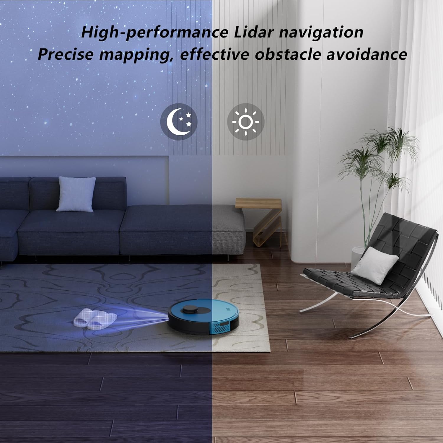 OKP Robot Vacuum L1 with 4000Pa Suction Power 180min Runtime, LiDAR Navigation Smart No-Go Zone Mapping Robotic Vacuum with Self-Charging, Wi-Fi/APP/Alexa Control for Hard Floors Pet Hair and Carpets