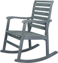 JONATHAN Y RCK101B Carey Modern Slat-Back 300-Lbs Support Acacia Wood Patio Outdoor Rocking Chair for Garden, Lawn, Backyard, Pool, Deck, Beach, Firepit, Gray