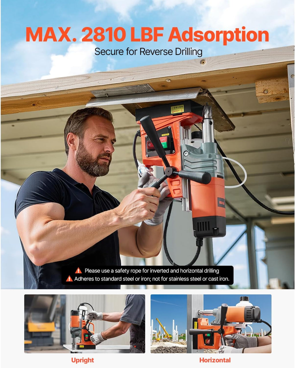 VEVOR Mag Drill Press, 1300W 1.57' Boring Diameter, 2922lbf Power Portable Magnetic Drill, 810 PRM, Electric Drilling Machine for Metal Surface, Industrial and Home Improvement