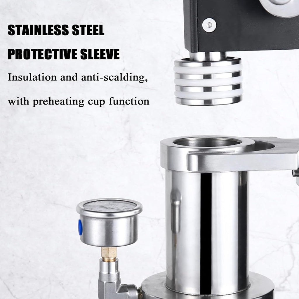 Hand Pressed Espresso Coffee Machine, an All Manual Lever Portable Espresso Maker, with Pressure Chamber, Bottomless Handle, for Cappuccino, Latte