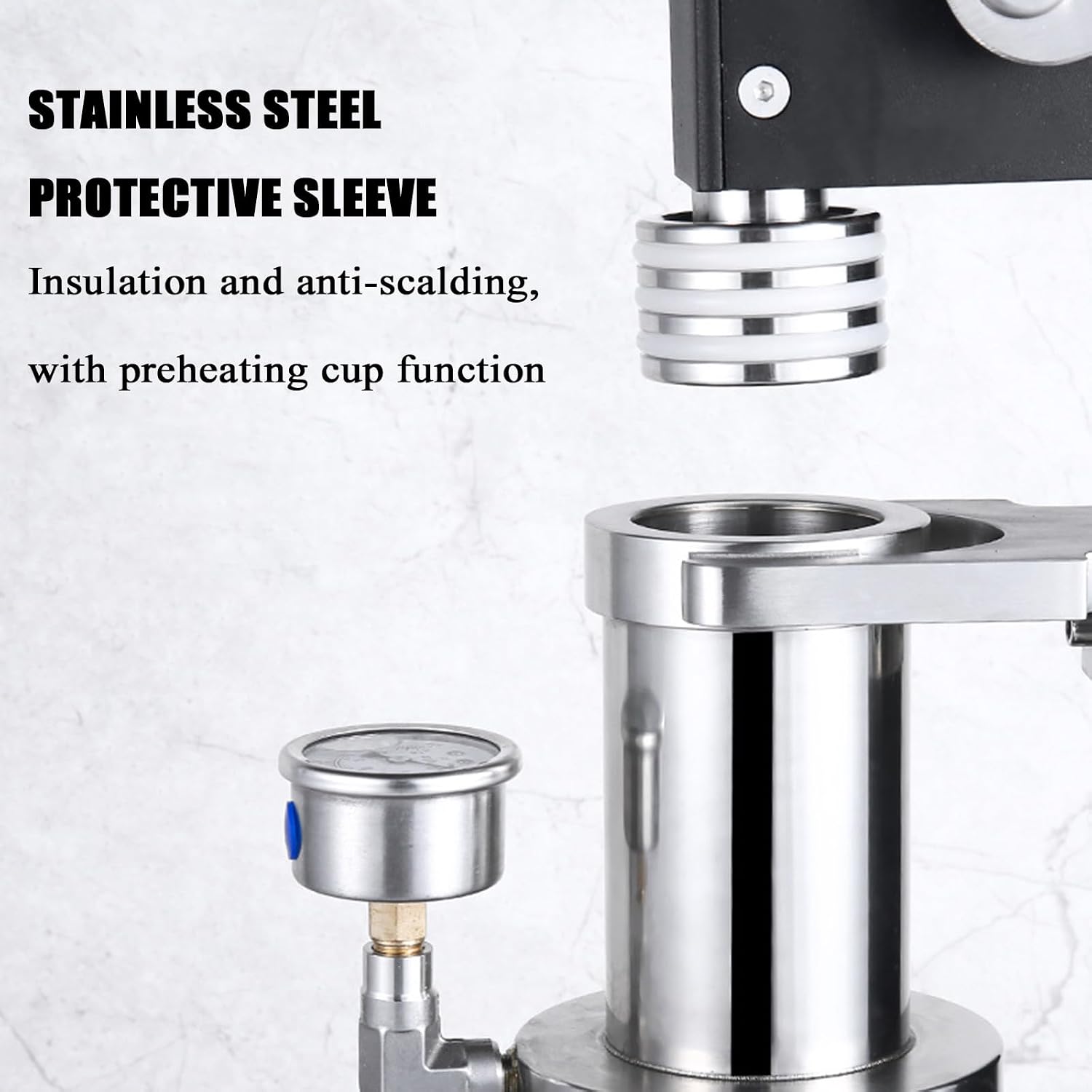 Hand Pressed Espresso Coffee Machine, an All Manual Lever Portable Espresso Maker, with Pressure Chamber, Bottomless Handle, for Cappuccino, Latte