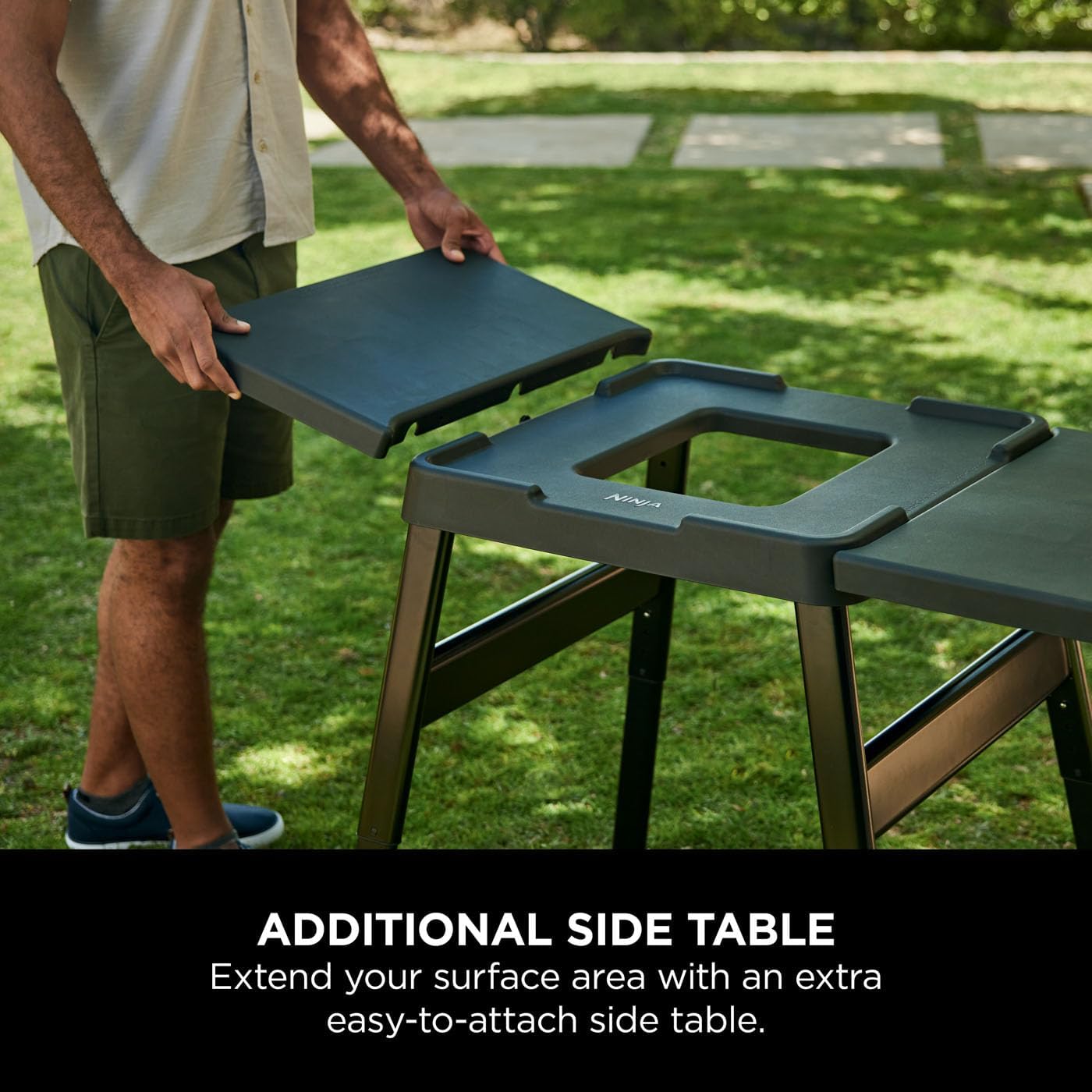 Ninja Woodfire Adjustable Stand & Side Table, Electric Outdoor Oven & BBQ Grill, Heavy-Duty Outdoor Cooking Table & Pizza Oven, 4718J800EUUK, Black